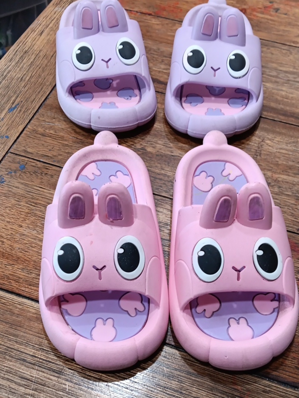 Kids Bunny Slide Sandals - Pink/Lavender Bundle